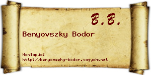 Benyovszky Bodor névjegykártya